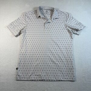 Mizzen+Main Polo Shirt Mens Small White Geometric Trim Fit Performance Golf